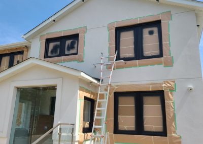 Painting white vinyl windows black requires precise work. Our exterior painters work mostly in the Greater Toronto Area